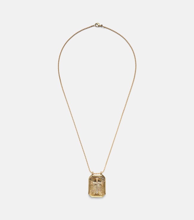 Cross 18kt gold pendant necklace with diamonds | Marie Lichtenberg