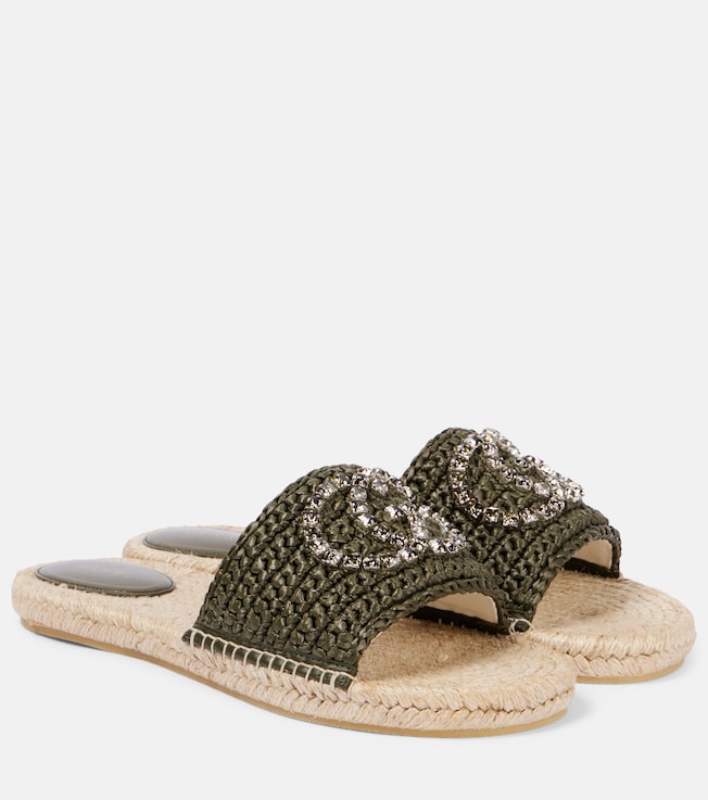 GG embellished raffia slides | Gucci