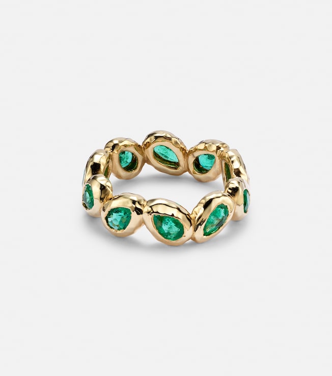 Nesting Gem 18kt gold eternity ring with emeralds | Octavia Elizabeth