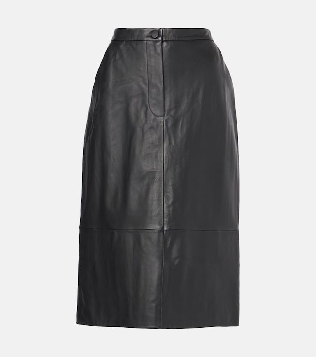 Leather midi skirt | Yves Salomon