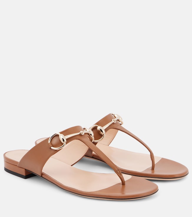 Lady Horsebit leather thong sandals | Gucci