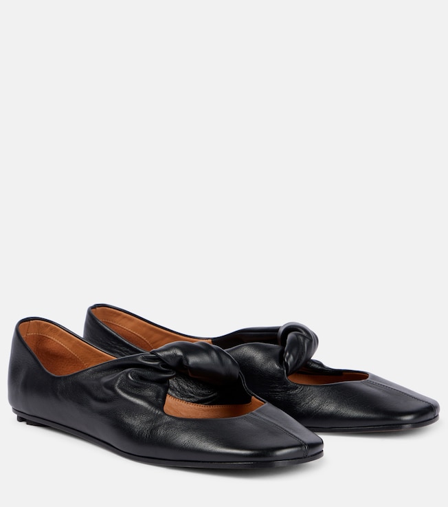 Bow-detail leather ballet flats | McQueen