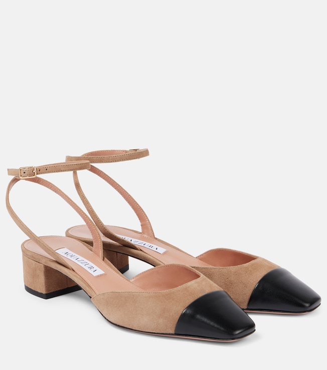 French Flirt 35 leather-trimmed suede pumps | Aquazzura