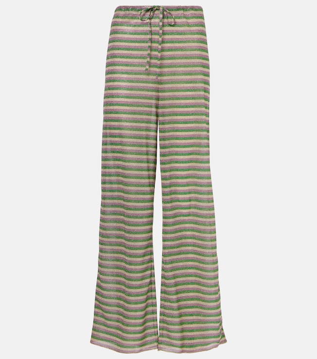 Striped high-rise lamé wide-leg pants | Oséree