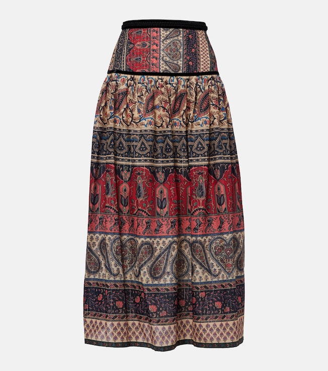 Paisley cotton mousseline midi skirt | Valentino