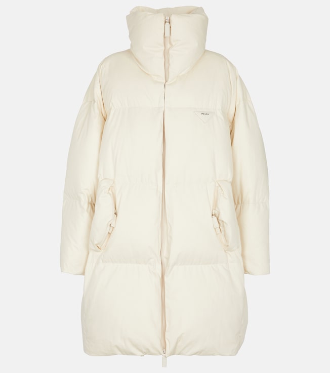 Funnel-neck down and cotton coat | Prada