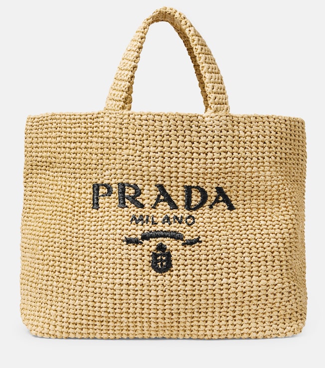 Medium logo raffia tote | Prada