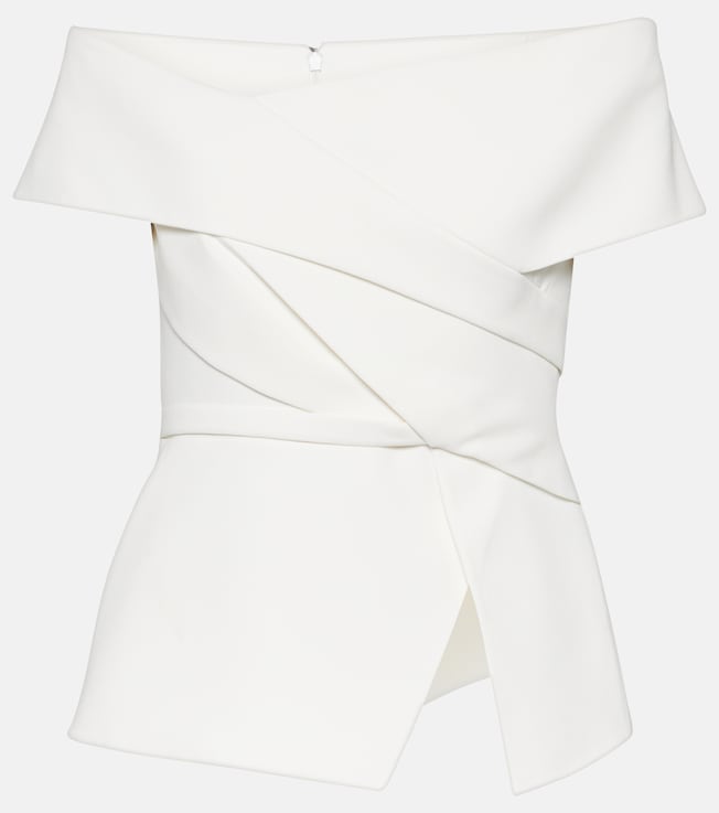 Bridal Eimear off-shoulder crêpe top | Safiyaa