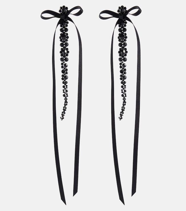 Bow-embellished crystal drop earrings | Simone Rocha