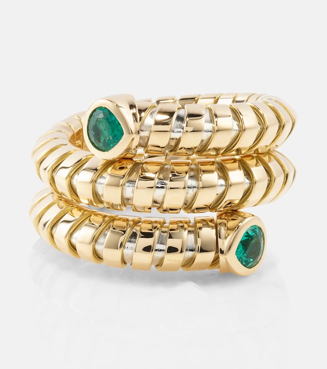 Trisola 18kt gold ring with emeralds | Marina B