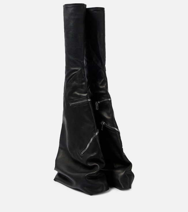 Cargoflares leather knee-high boots | Rick Owens
