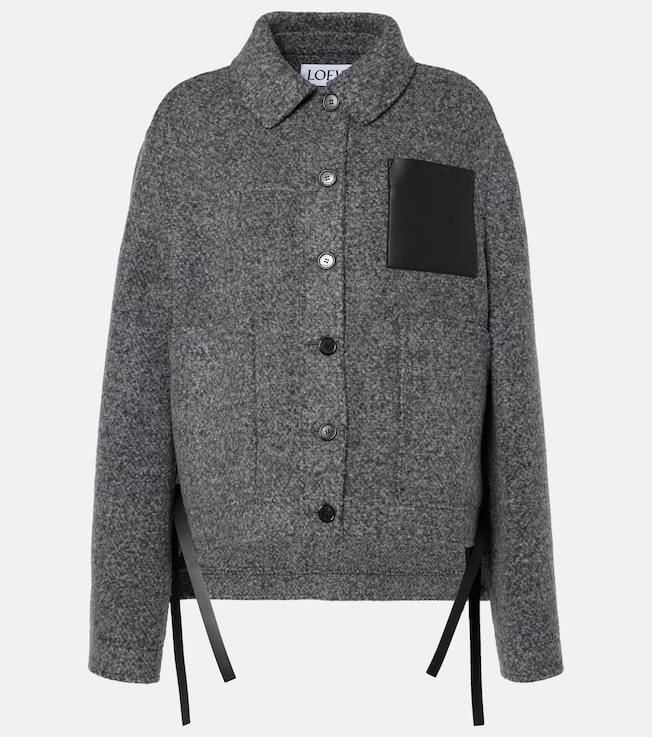 Workwear leather-trimmed wool-blend jacket | Loewe