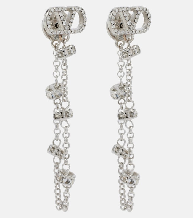 VLogo Signature embellished drop earrings | Valentino
