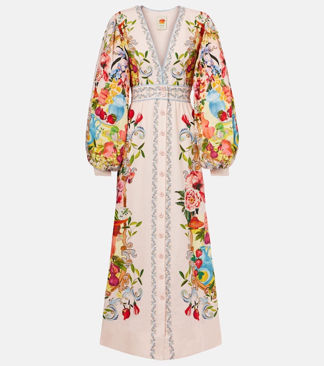 Floral linen-blend maxi dress | Farm Rio