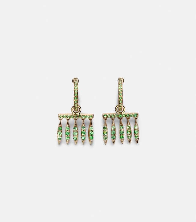 18kt gold earrings with tsavorites | Ileana Makri