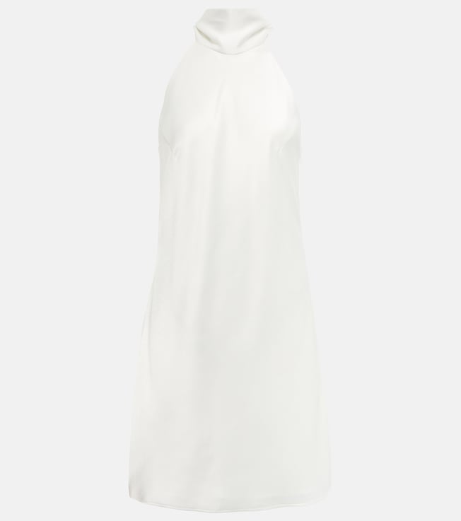 Bridal tie-neck satin minidress | Galvan