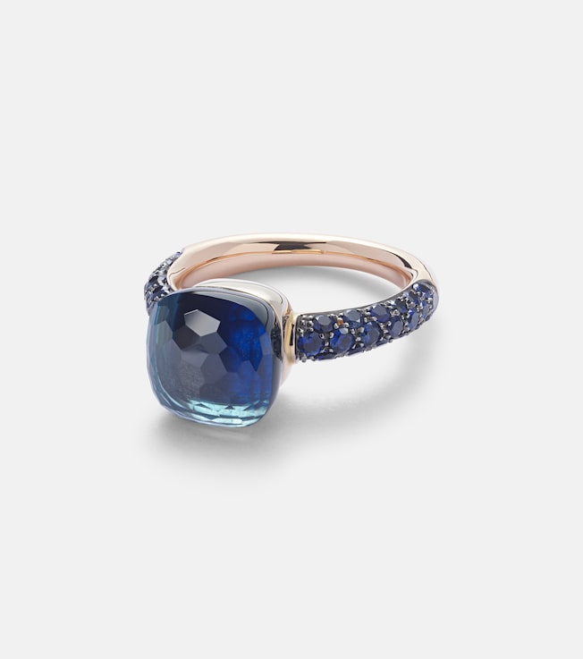 Nudo 18kt rose and white gold ring with London blue topaz | Pomellato