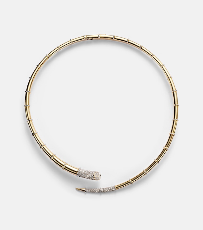 Horn 14kt gold necklace with diamonds | Rainbow K