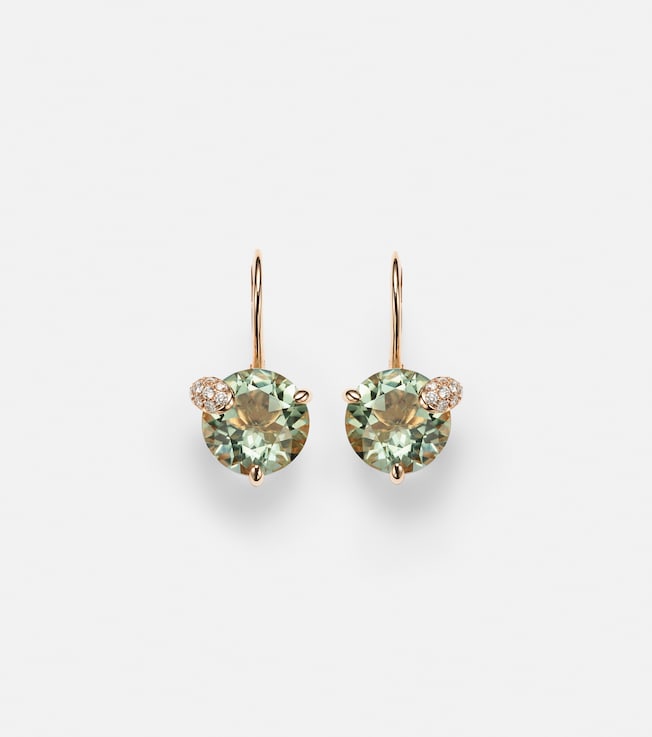 Peekaboo 18kt rose gold clip-on earrings with prasiolite and diamonds | Bucherer Fine Jewellery