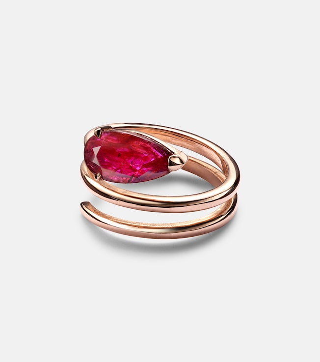 Ruby Pear 18kt rose gold pinky ring with ruby | Shay Jewelry