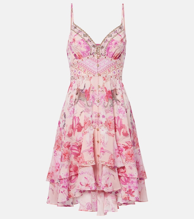 Gathered floral silk minidress | Camilla