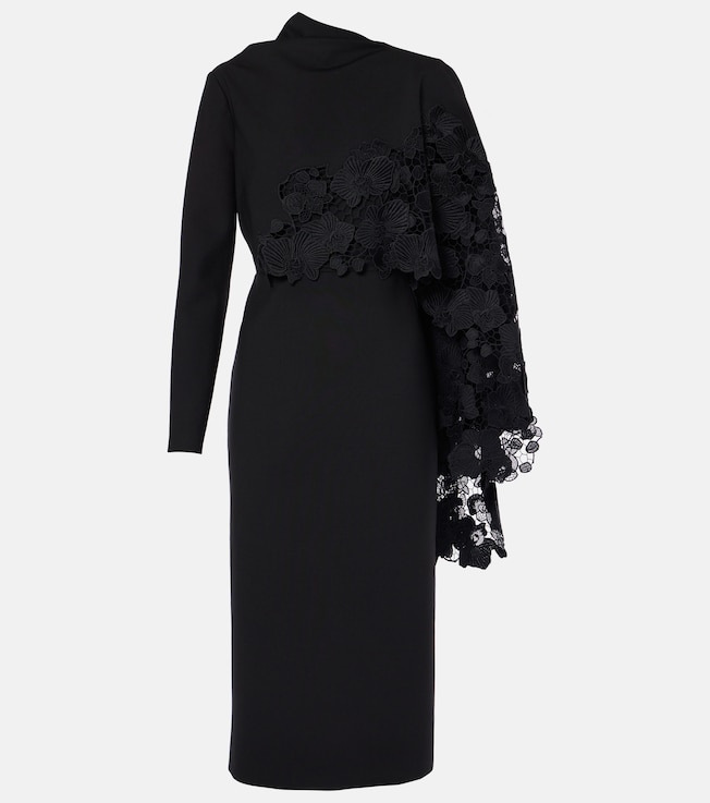 Floral guipure wool midi dress | Oscar de la Renta
