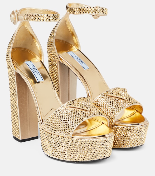 Embellished satin platform sandals | Prada
