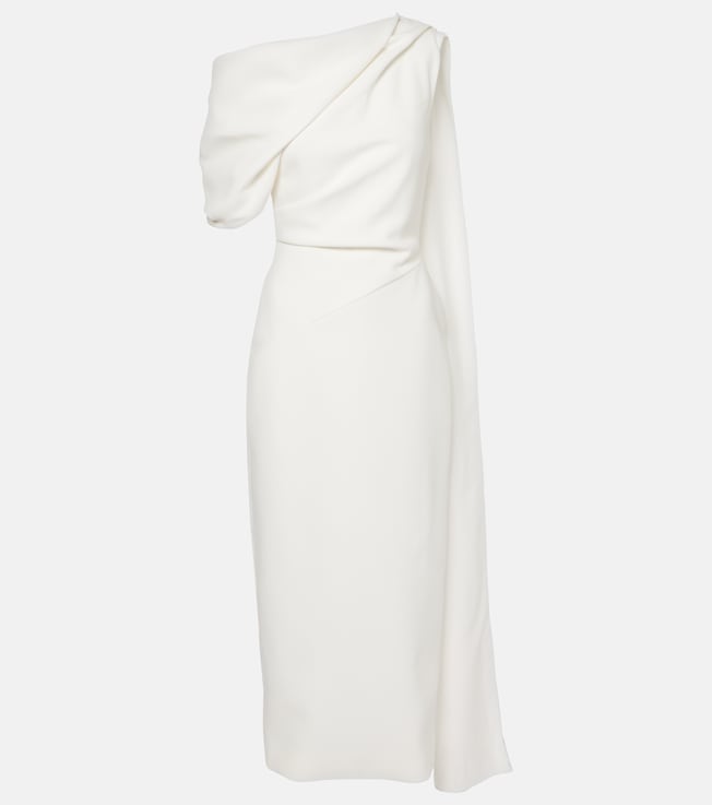 Bridal Maite draped caped midi dress | Roksanda