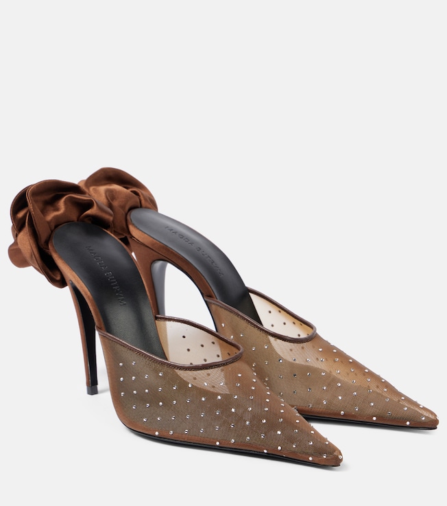 Floral-appliqué embellished mesh mules | Magda Butrym
