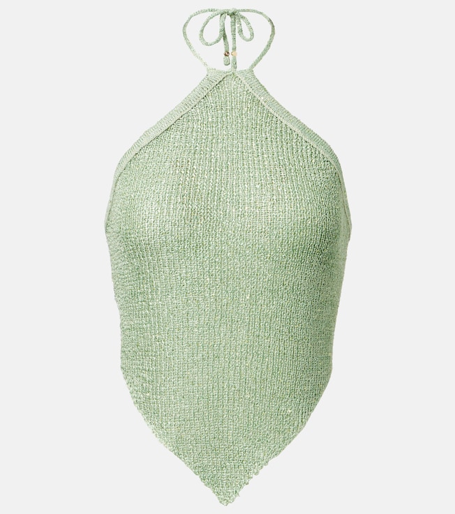 Liz sequined knitted halterneck top | Bananhot