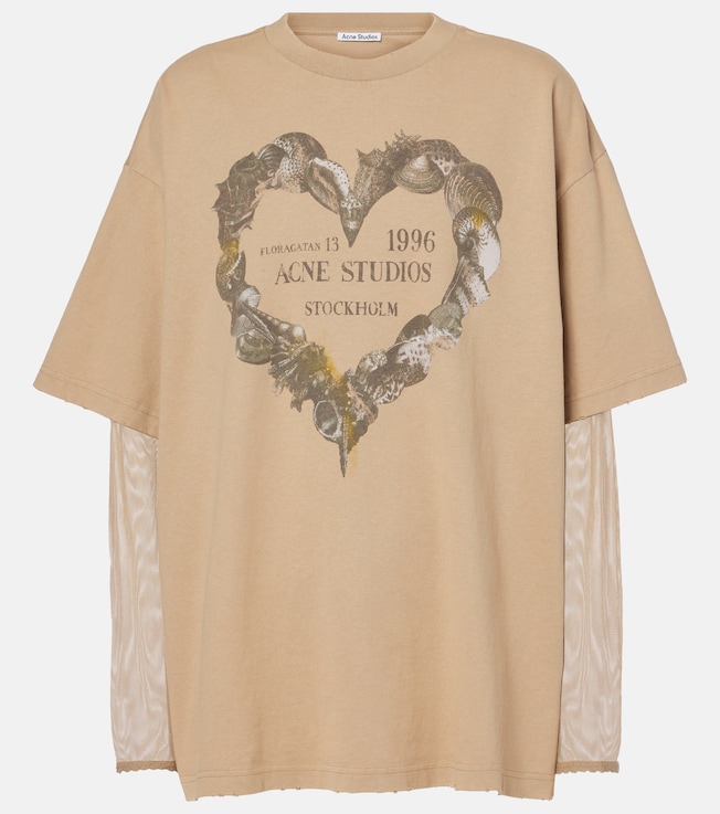 Printed layered cotton T-shirt | Acne Studios
