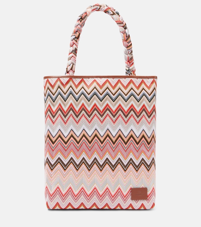 Zigzag Large leather-trimmed tote bag | Missoni