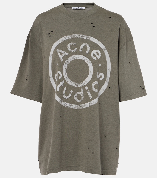 Distressed logo cotton-blend T-shirt | Acne Studios