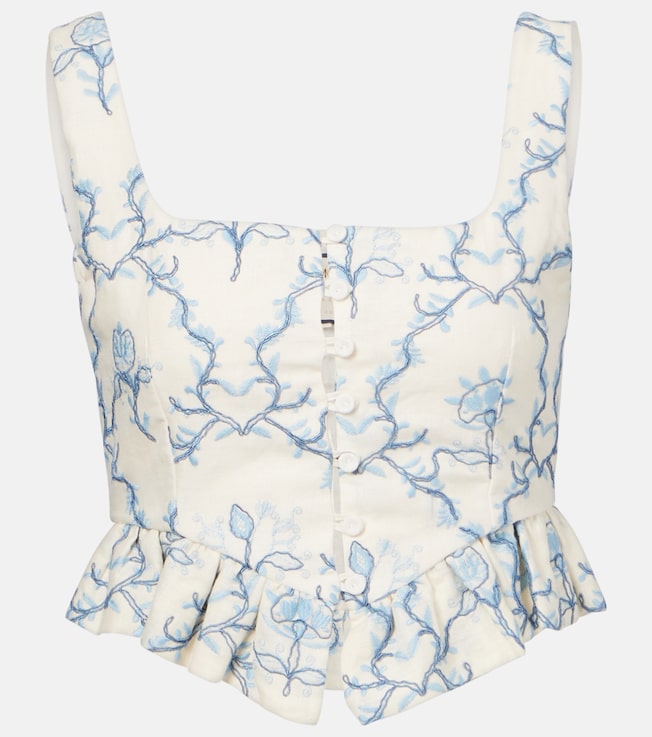 Eslabón Floritura printed linen crop top | Agua by Agua Bendita