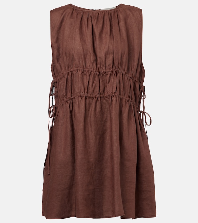 Gathered linen minidress | Asceno
