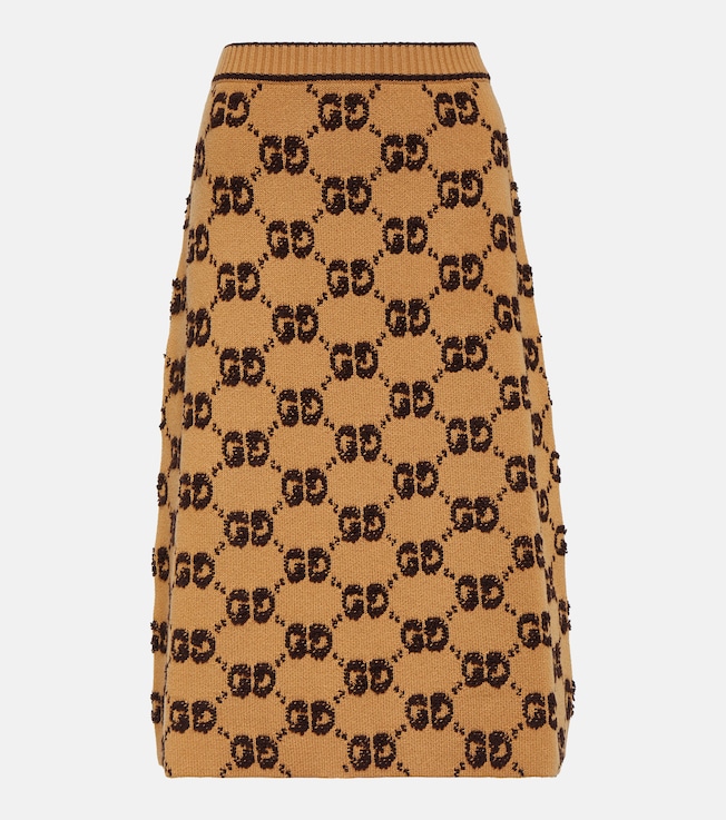 GG jacquard wool bouclé midi skirt | Gucci