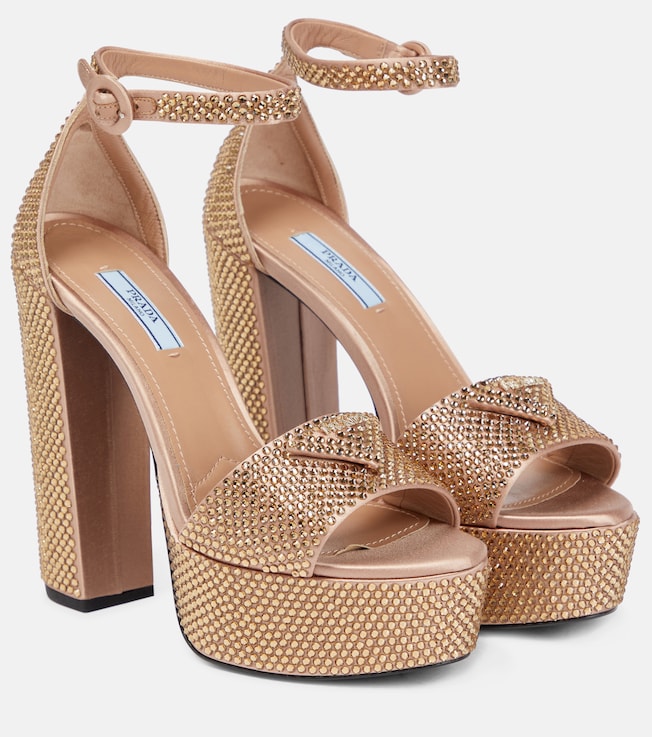 Embellished satin platform sandals | Prada