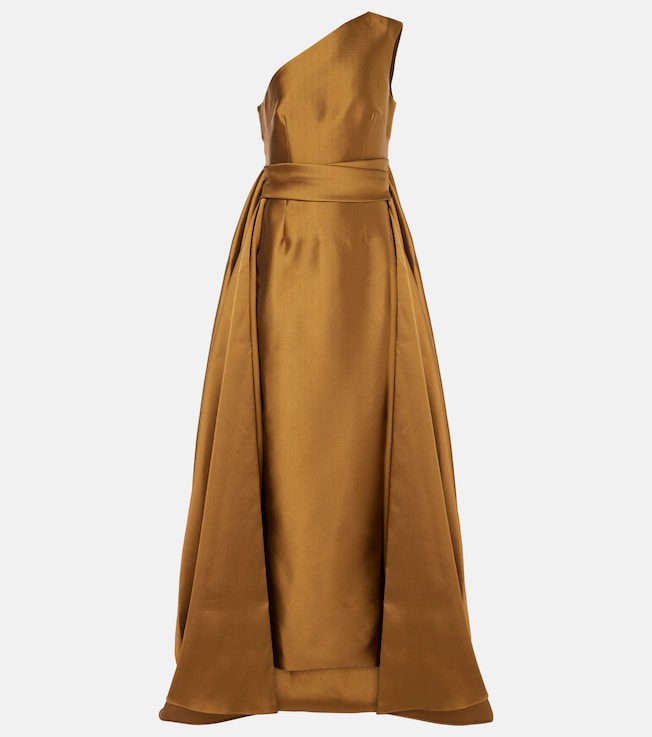 Charo one-shoulder twill gown | Solace London