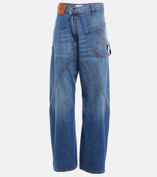 Twisted embroidered wide-leg jeans | JW Anderson