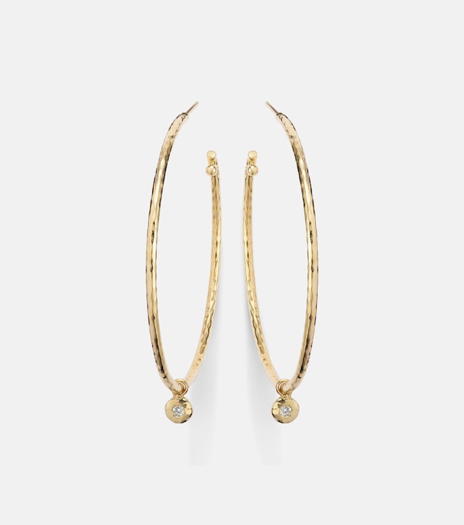 Nesting Gem Medium 18kt gold hoop earrings with diamonds | Octavia Elizabeth