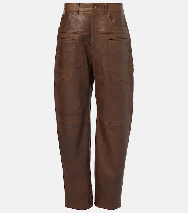 Breydi high-rise leather barrel-leg pants | Isabel Marant