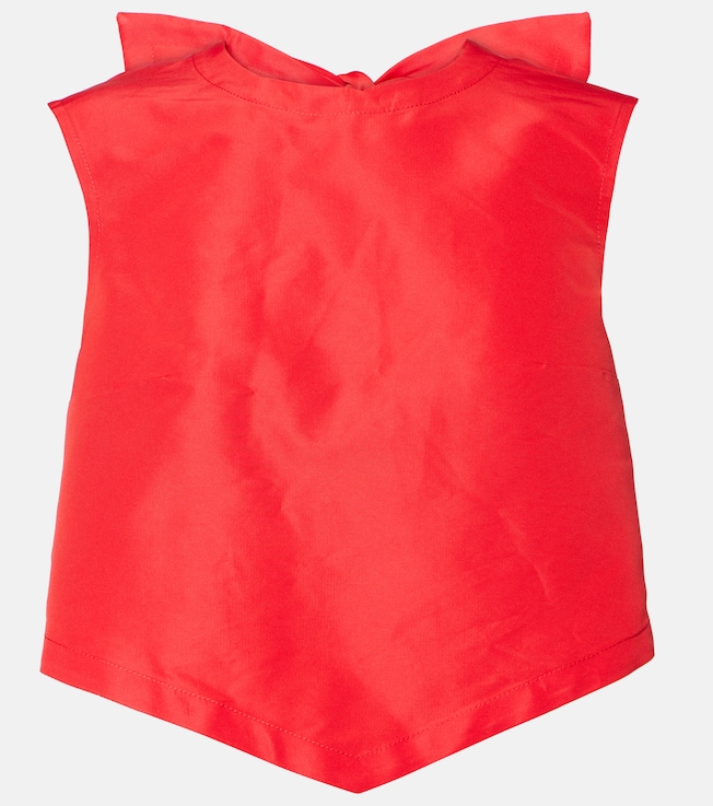 Bow-detail open-back faille crop top | Patou