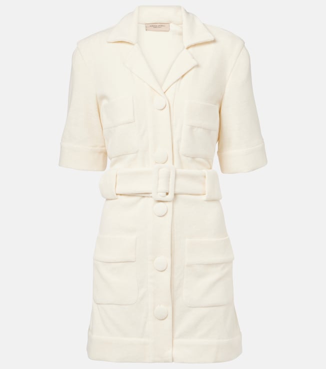 Belted cotton-blend terry minidress | Adriana Degreas