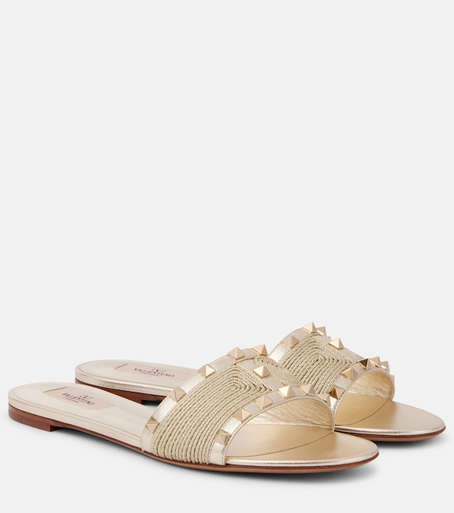 Rockstud metallic leather slides | Valentino Garavani