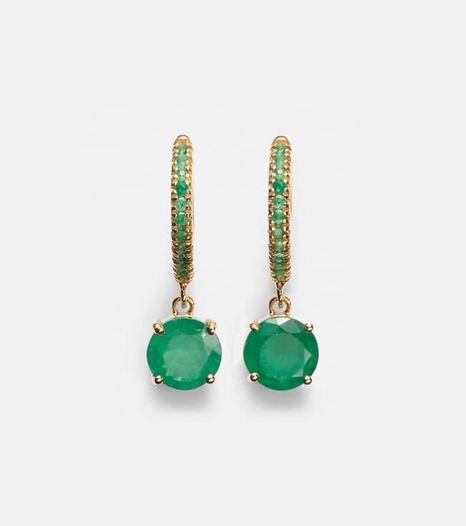 Grass Seed 18kt gold hoop earrings with emeralds | Ileana Makri