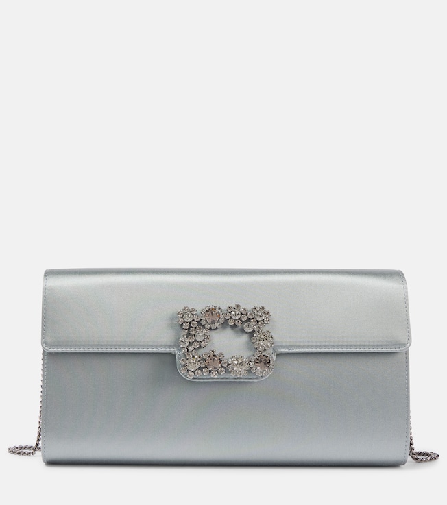 Efflorescence embellished satin clutch | Roger Vivier