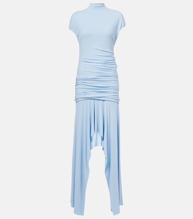 Asymmetric gathered jersey cocktail dress | Acne Studios