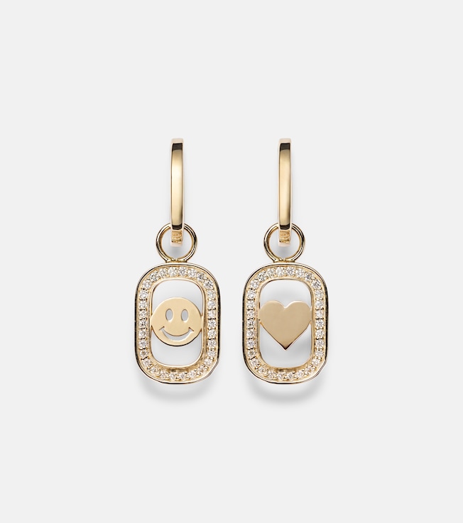 Open Icon 14kt gold drop earrings with diamonds | Sydney Evan