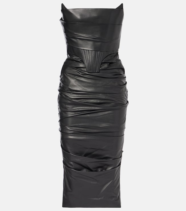 Ruched leather midi dress | Alex Perry