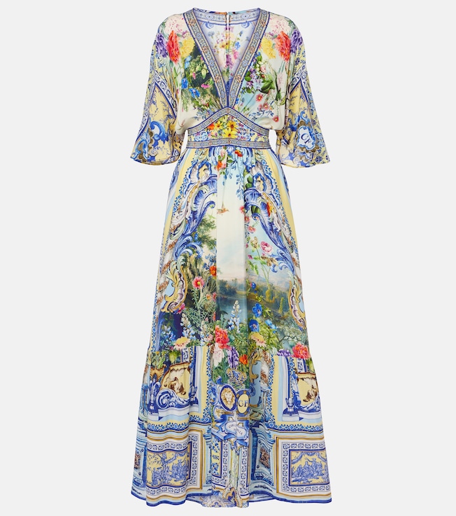 Printed ruffled silk maxi dress | Camilla